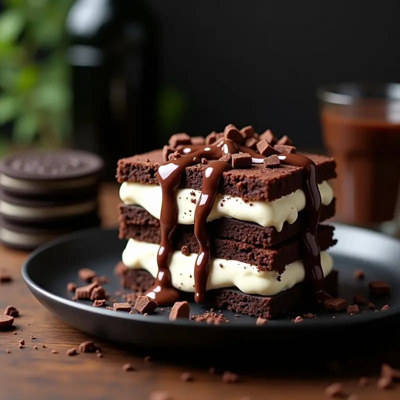 Sándwich de Helado entre Galletas Oreos y Brownies: Postre de 3 Pisos para Golosos