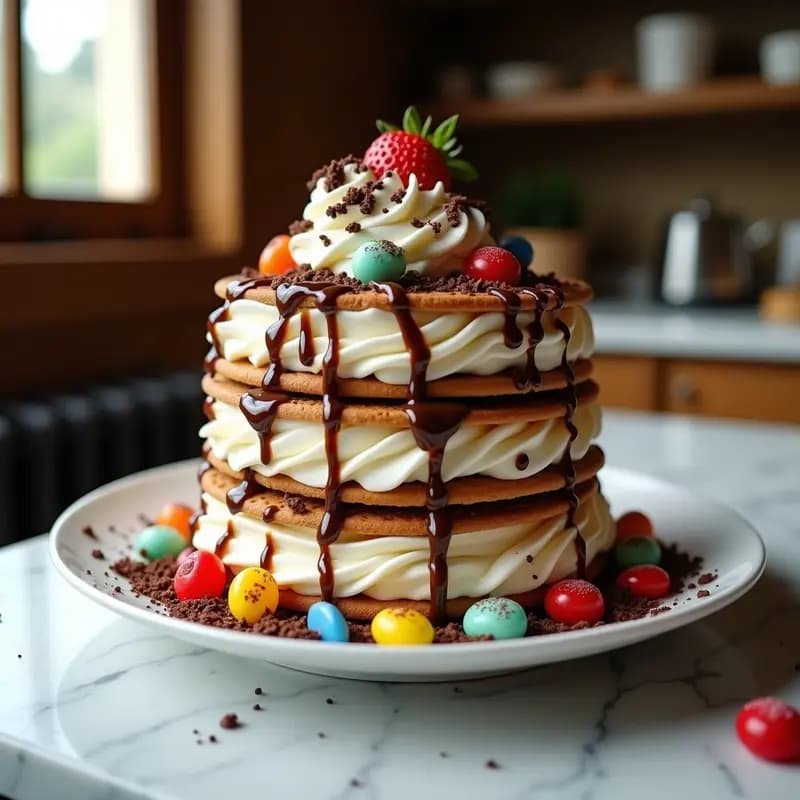 Sándwich de Helado Gigante con Galletas, Nata y Toppings Variados: El Postre que es una Experiencia