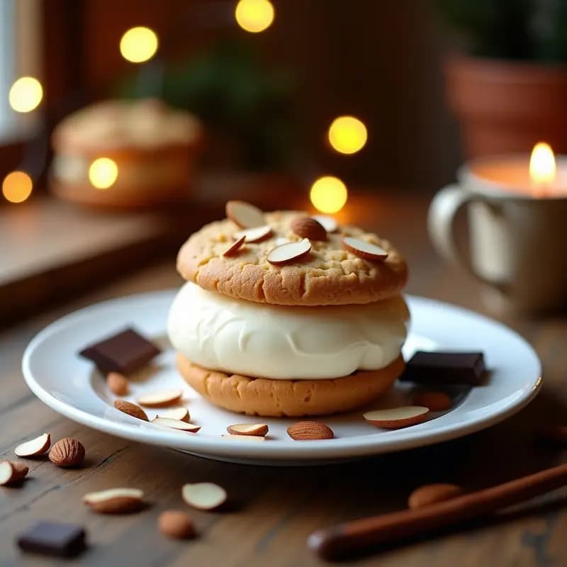 Sándwich de Helado de Turrón y Nata Montada entre Galletas María: Postre Navideño en Versión Freak