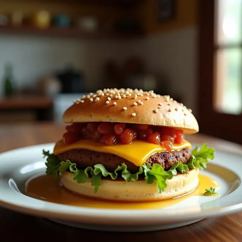 Sándwich de Helmado con 3 Carnes, Queso Cheddar y Salsa Barbacoa Picante: El Desafío de los Valientes