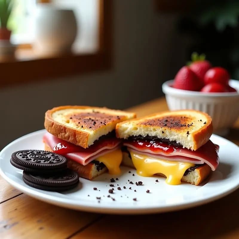 Sándwich de Jamón, Queso y Galleta Oreo: La Locura Dulce-Salada que Debes Probar