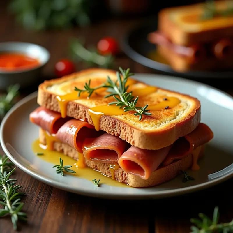 Sándwich de Lomo Adobado con Queso de Cabra y Pimientos Asados: Sabores Intensos en Cada Capa