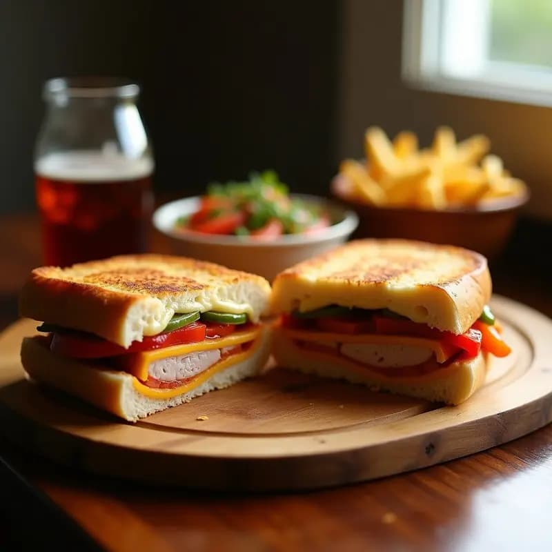 Sándwich de Lomo Adobado, Queso Provolone y Pimientos Asados con Pan de Ciabatta: Receta Italiana para Días de Exceso
