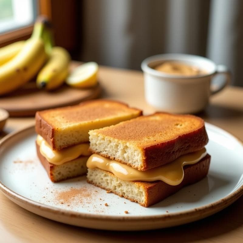 Sándwich de Pan de Banana y Mantequilla de Maní: Desayuno Keto Sin Harina en 10 Minutos