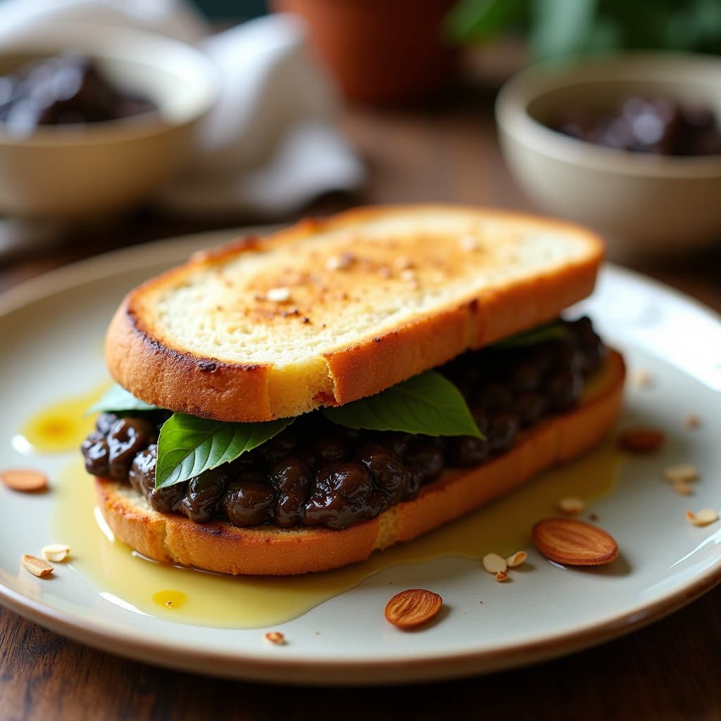 Sándwich de Pan de Banano y Almendras con Paté de Aceitunas Negras: Desayuno Keto Sin Horno