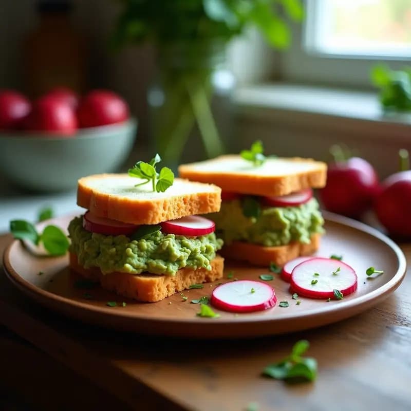 Sándwich de Pan de Batata y Paté de Berros con Rábanos: Receta Portuguesa sin Gluten