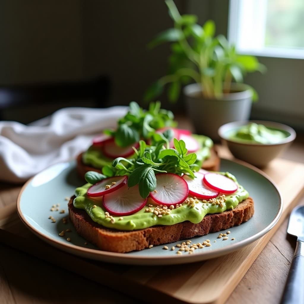 Sándwich de Pan de Centeno con Crema de Aguacate y Rábanos Encurtidos: Receta Alemana Vegana para Llevar