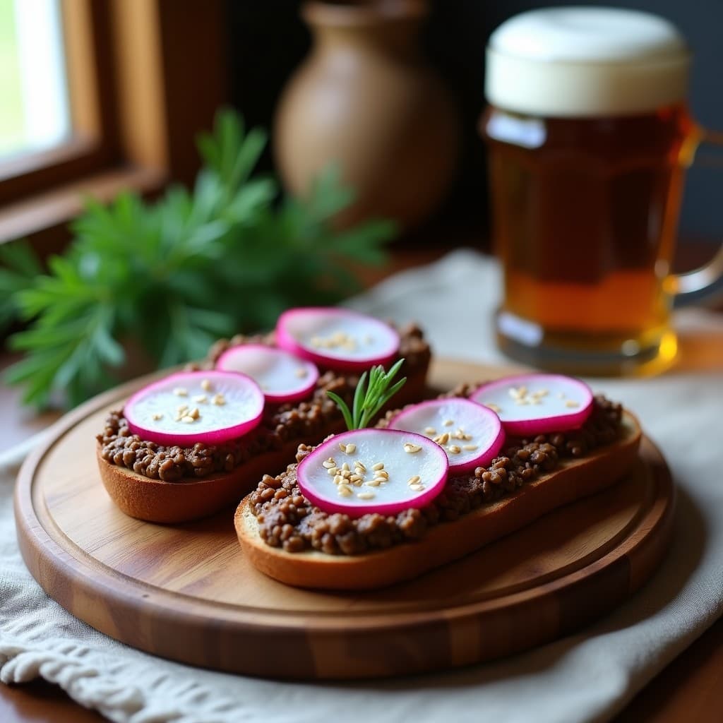 Sándwich de Pan de Centeno con Paté de Lentejas y Rábanos: Receta Alemana Sin Gluten