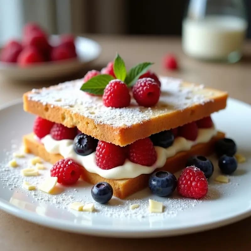 Sándwich de Pan de Cristales con Helado de Vainilla y Frutos Rojos: Postre Francés Instagrameable