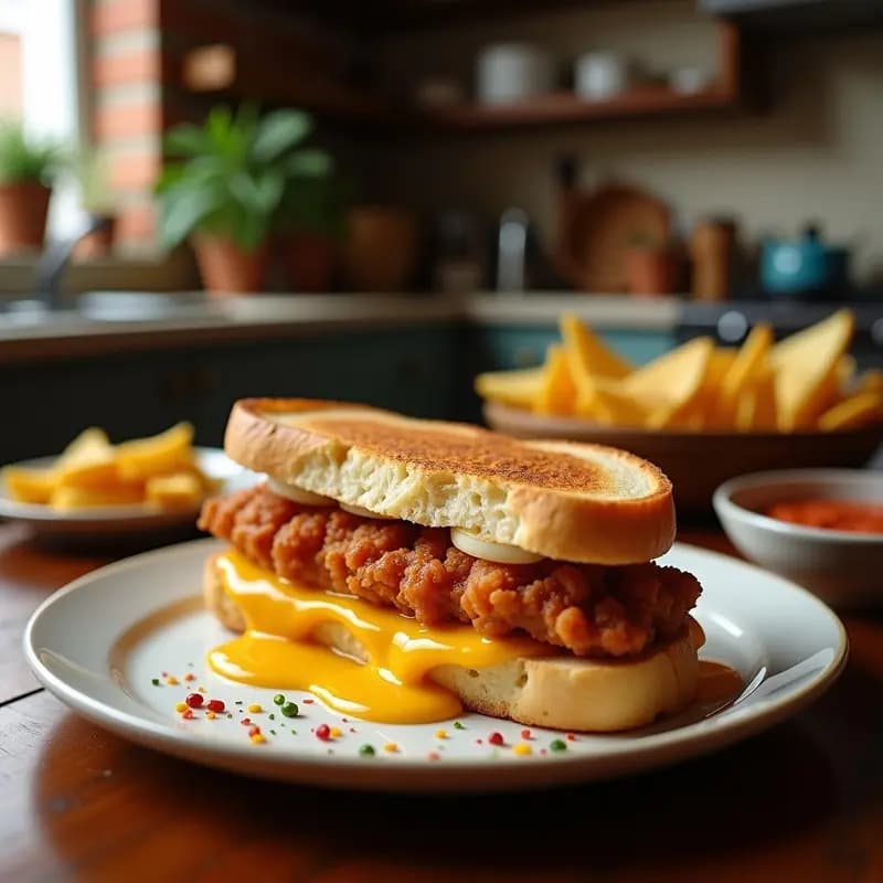 Sándwich de Pan de Molde Frito con Plátano Macho y Queso Fundido: Receta Colombiana Indulgente