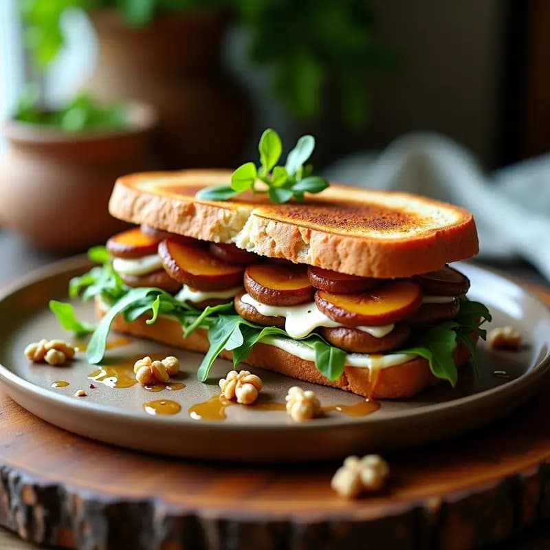 Sándwich de Pan de Higo y Jamón de Hongos Ostra: Receta Gourmet Sin Gluten