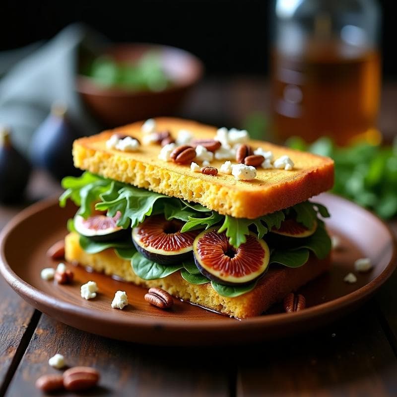 Sándwich de Pan de Maíz con Higos Asados y Queso Azul: Receta Gourmet Sin Gluten