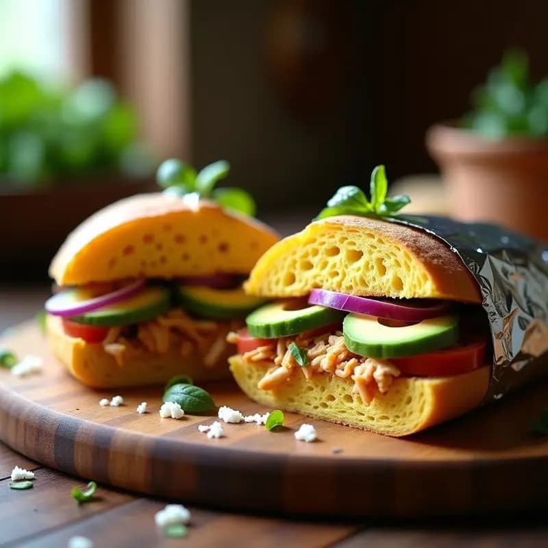 Sándwich de Pan de Maíz con Huacatay y Pollo Ahumado: Receta Peruana para Llevar