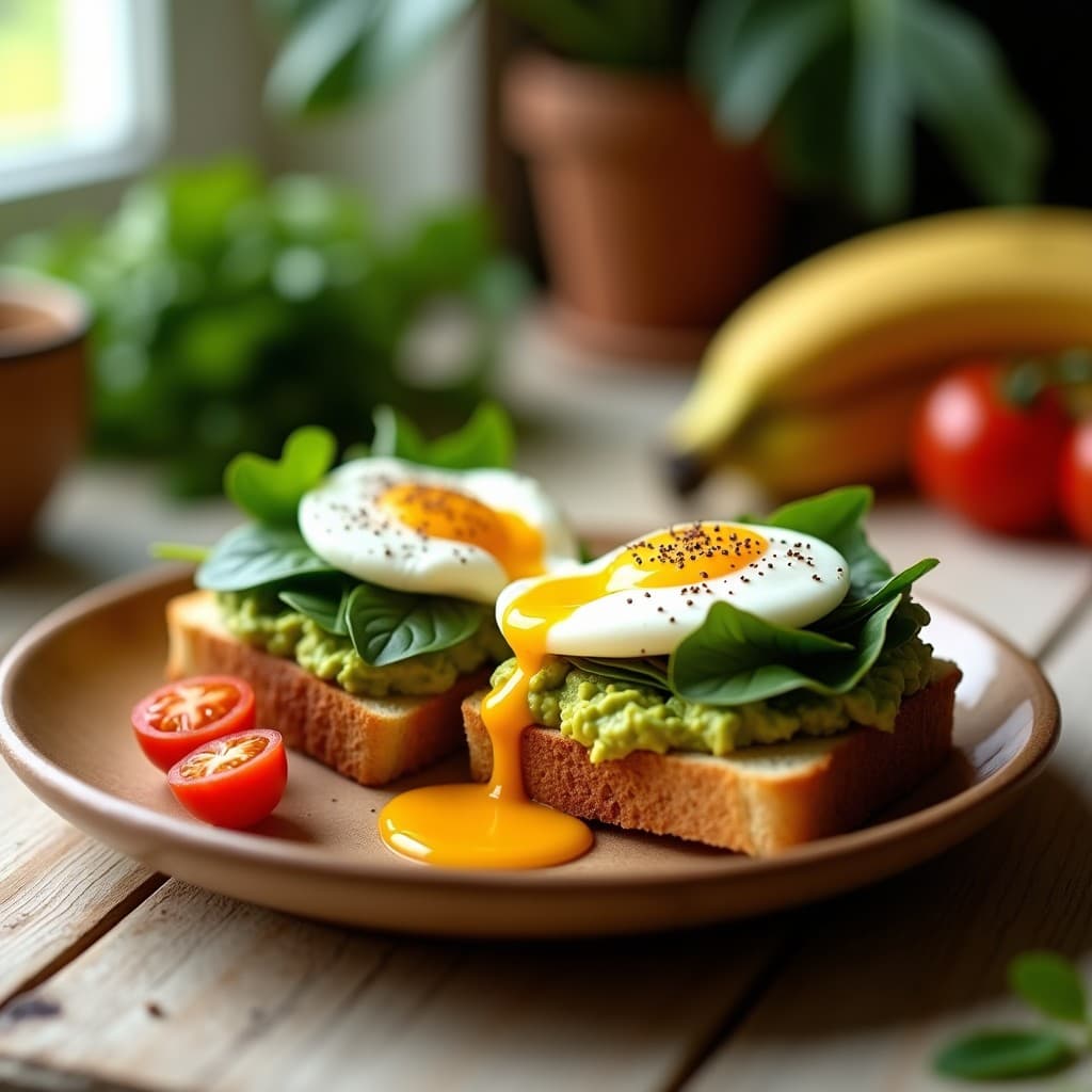 Sándwich de Pan de Plátano con Aguacate y Huevo Poché: Desayuno Colombiano Sin Lácteos