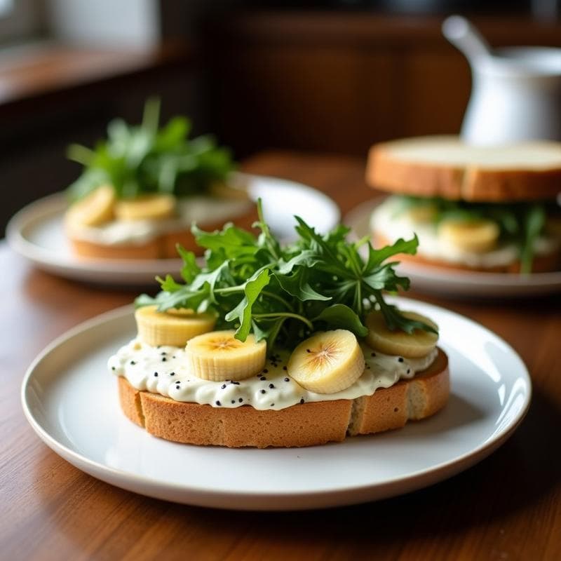 Sándwich de Pan de Plátano Verde con Crema de Anchoas y Rúcula: Receta Keto y Sin Gluten