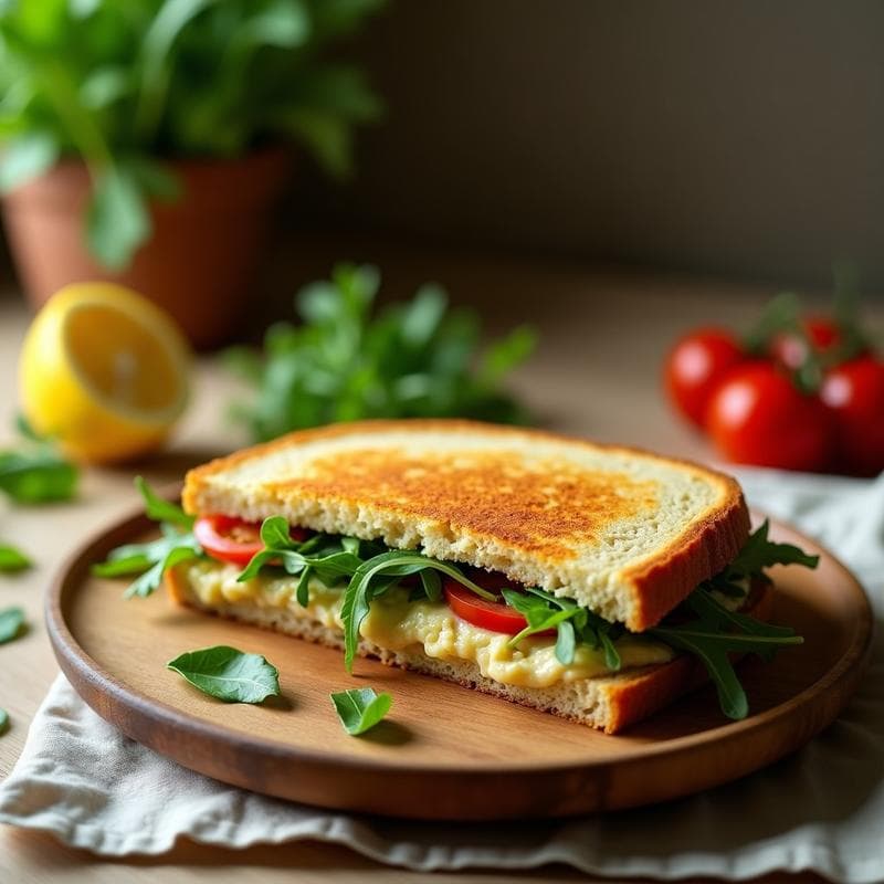 Sándwich de Pan de Yuca con Pâté de Alcachofas y Rúcula: Receta Sin Gluten y Vegana