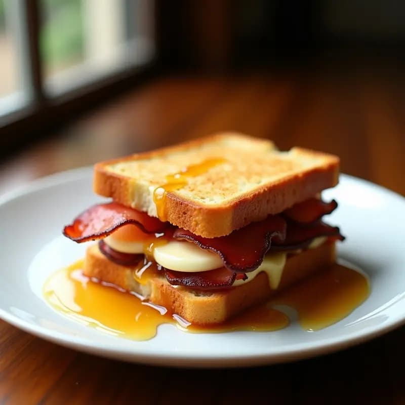 Sándwich de Panceta Crujiente, Queso Brie y Mermelada de Higos: Bocadillo Dulce-Salado Adictivo