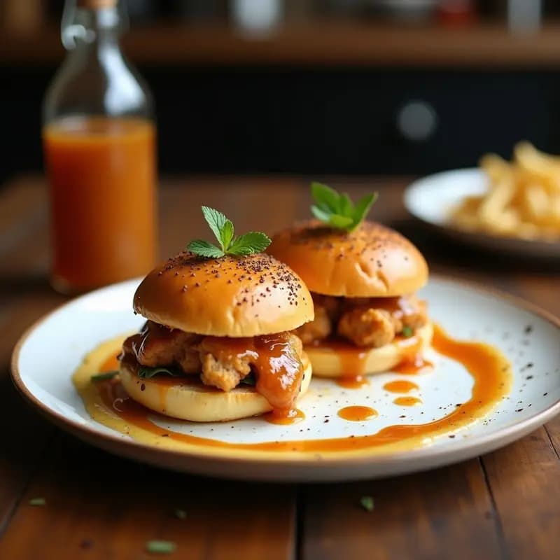 Sándwich de Panqueques Dorados con Pollo Frito, Sirope de Arce y Mantequilla de Cacahuete: Desayuno o Cena Ultraindulgente