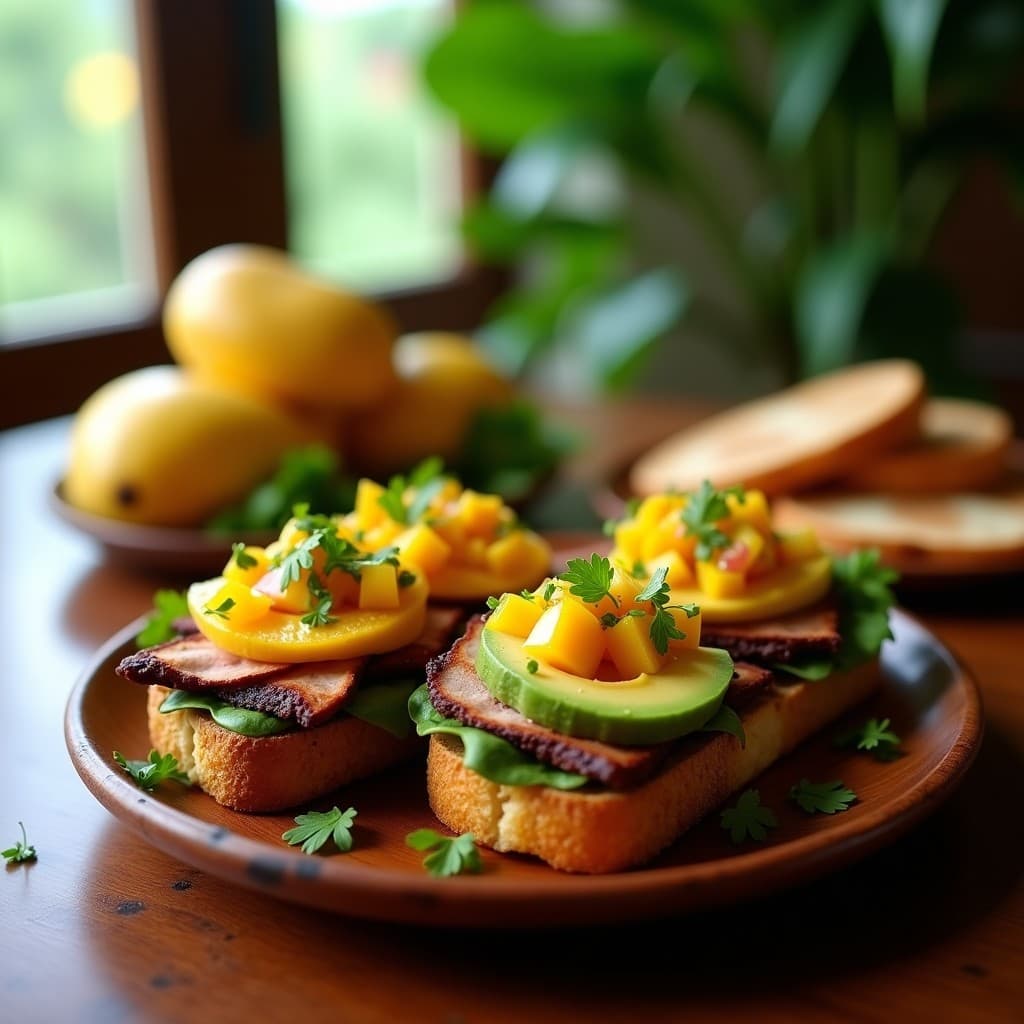 Sándwich de Pan de Plátano Macho con Pechuga Ahumada y Salsa de Mango: Receta Caribeña