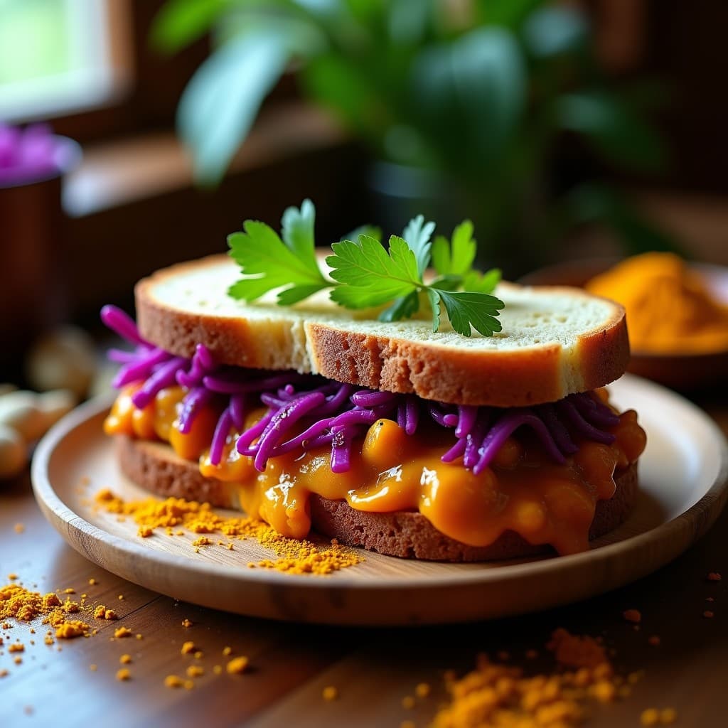 Sándwich de Pan de Plátano Maduro con Pollo al Curry y Col Morada: Receta de Trinidad y Tobago