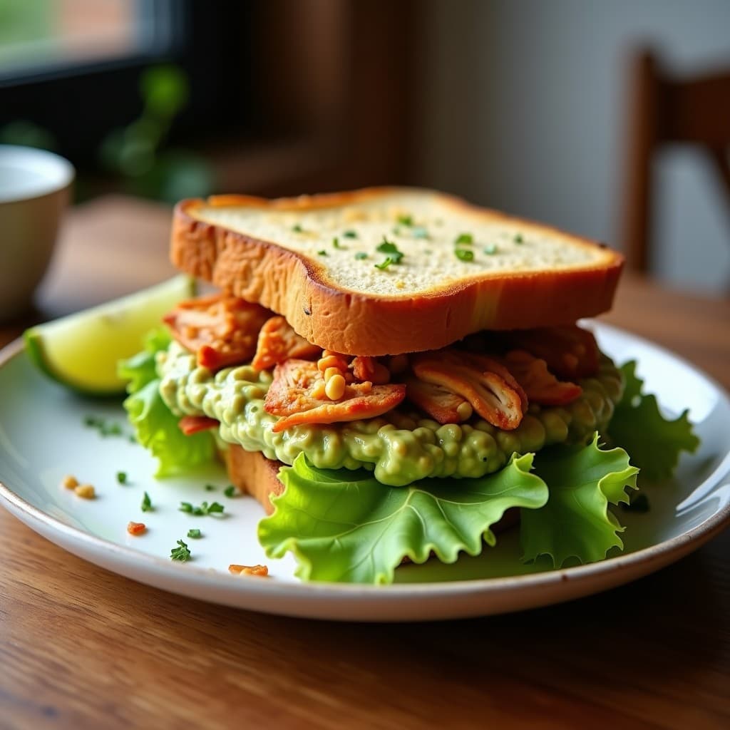 Sándwich de Pollo Desmenuzado con Aguacate y Chipotle: Receta Mexicana para Tupper