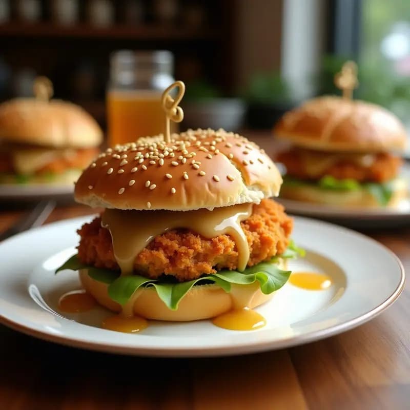 Sándwich de Pollo Crujiente con Miel y Mostaza y Pan Brioche: Bocadillo adictivo