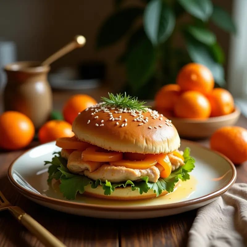 Sándwich de Pollo Frito con Pan de Brioche y Mermelada de Arándanos: el Crujiente y Dulce en Armonía