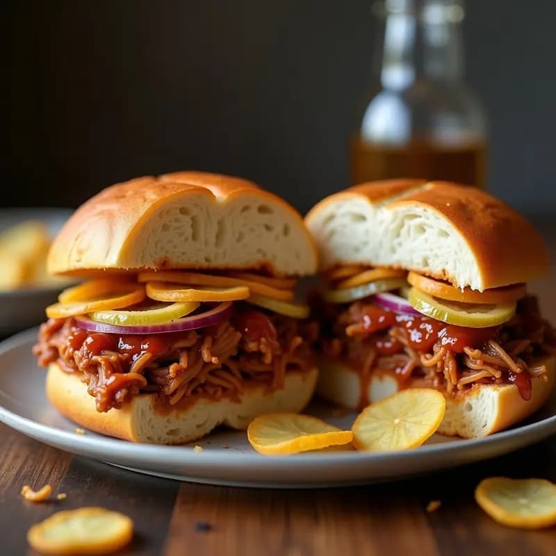 Sándwich de Pull Pork con Salsa Carolina y Patatas Crujientes Dentro: El Bocata Definitivo