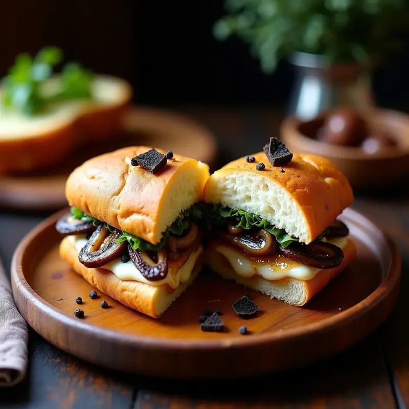 Sandwich de Pullman con Foie Gras, Trufa y Champiñones Salteados: Bocadillo de Lujo para Ocasiones Especiales