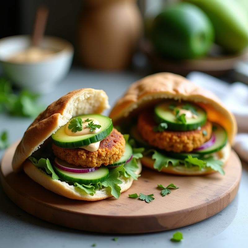 Sándwich Vegano de Falafel y Aguacate: Receta en Pan de Pita Integral con Salsa de Tahini