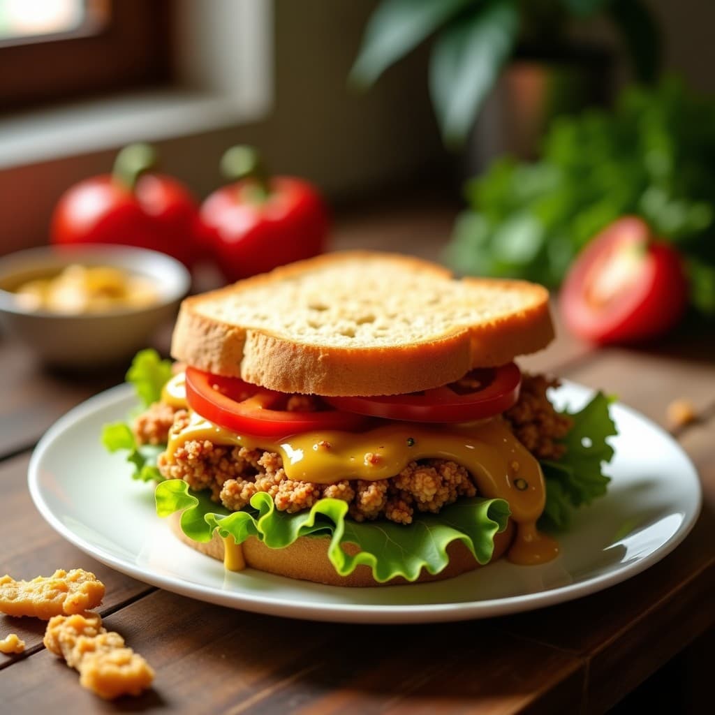 Sándwich Vegano de Jackfruit Desmenuzado y Salsa de Mostaza con Miel: Receta en Airfryer