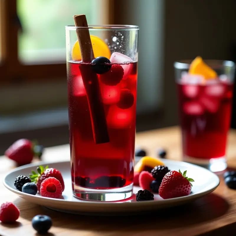 Sangría de Frutas Rojas con Vino Tinto y Brandi: Bebida Española Festiva para Compartir