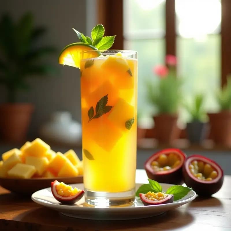 Sangría de Frutas Tropicales y Vino Blanco: Bebida Española Veraniega y Sin Alcohol