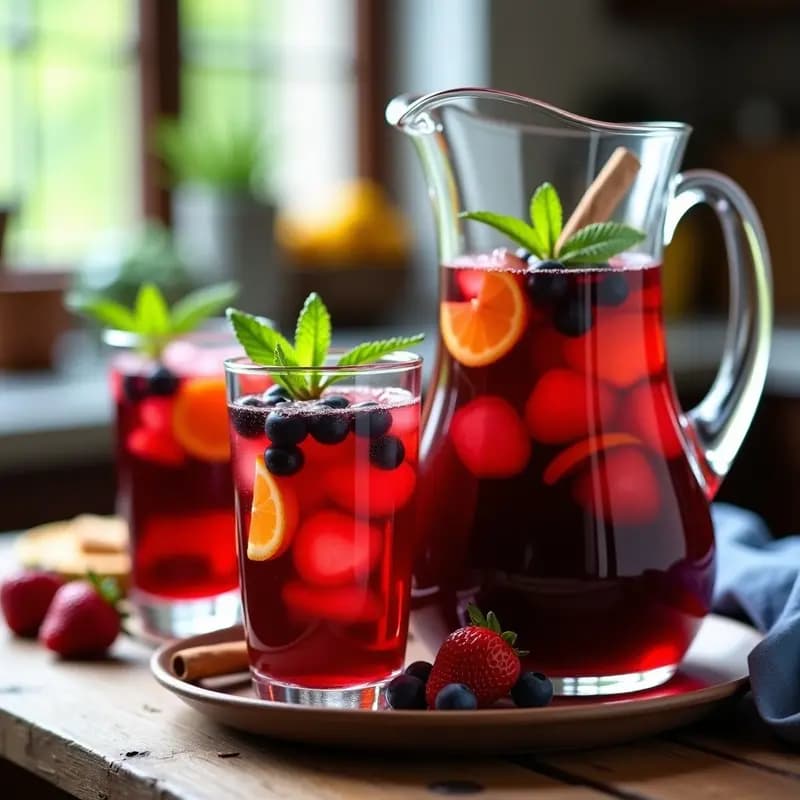 Sangría de frutos rojos con vino tinto y brandy: Bebida festiva para compartir en verano