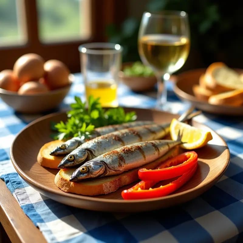 Sardinas Asadas con Pimientos Asados y Pan de Pueblo: Receta de Verano en 15 Minutos
