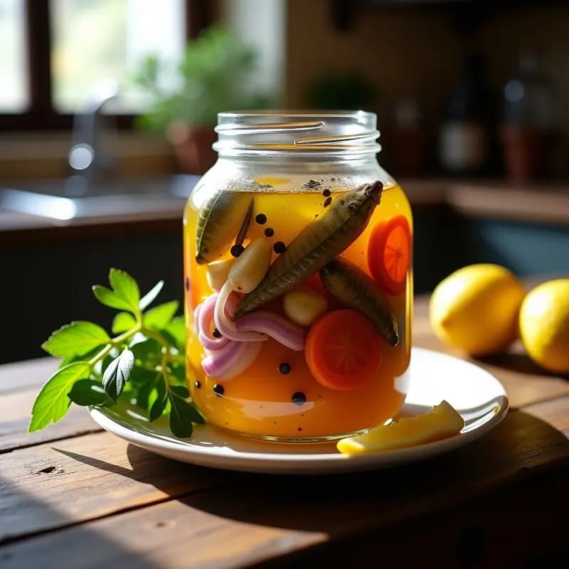 Sardinas en Escabeche Casero: Conserva Tradicional en Frasco de Cristal