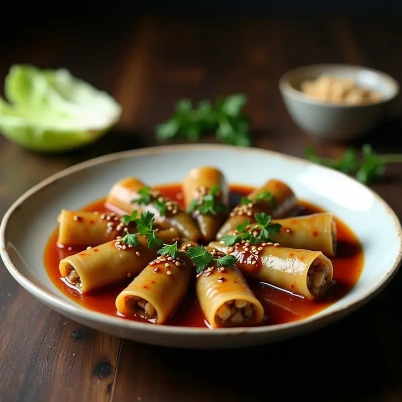 Sarma Rellena de Arroz Salvaje y Hongos: Receta Balcánica Sin Carne en Olla Lenta