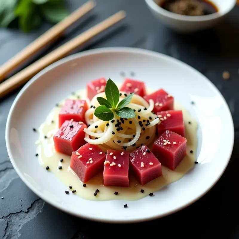 Sashimi de Atún con Aceite de Trufa y Rábanos: Entrante Japonés Gourmet en 10 Minutos