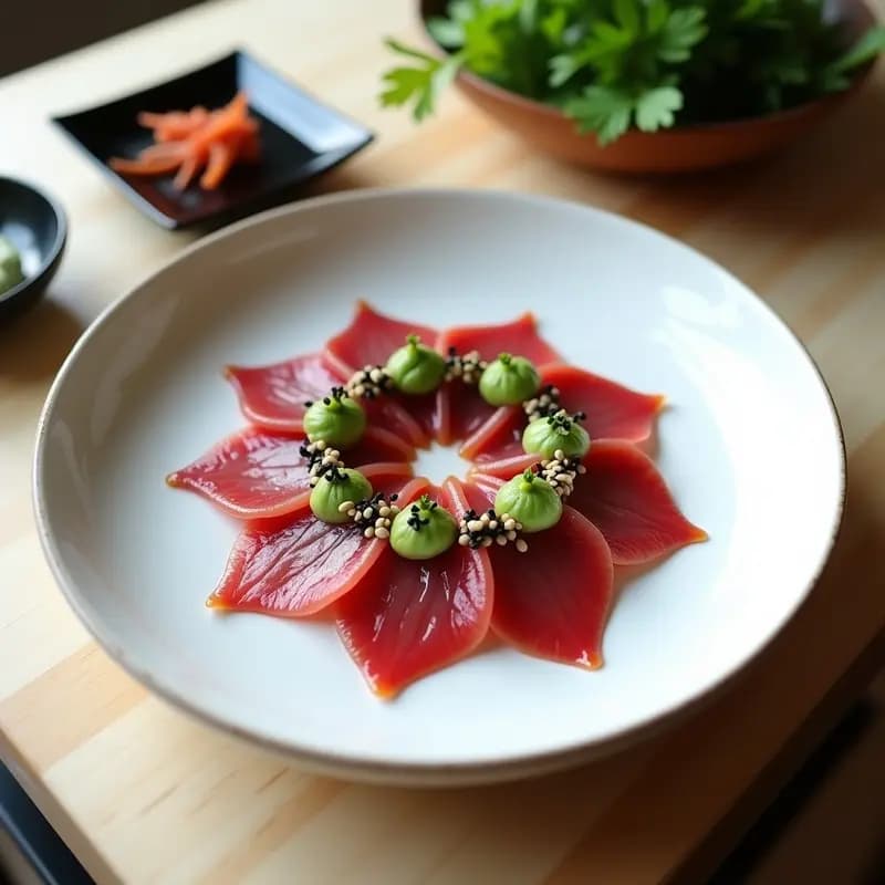 Sashimi de Atún con Pesto de Cilantro y Lima: Receta Japonesa Keto y Sin Carbohidratos