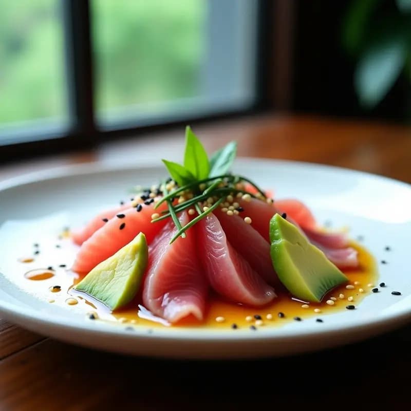 Sashimi de Atún con Salsa Ponzu y Aguacate: Receta Japonesa Baja en Calorías