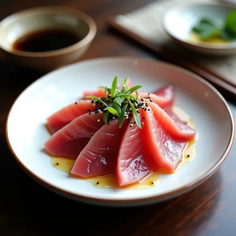 Sashimi de Atún con Vinagreta de Jengibre y Sésamo: Receta Japonesa Fresca y Sin Cocción