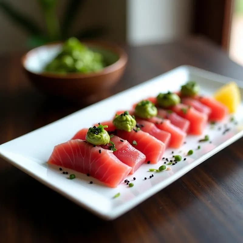 Sashimi de Atún con Salsa Wasabi y Jengibre: Receta Japonesa Fresca y Ligera
