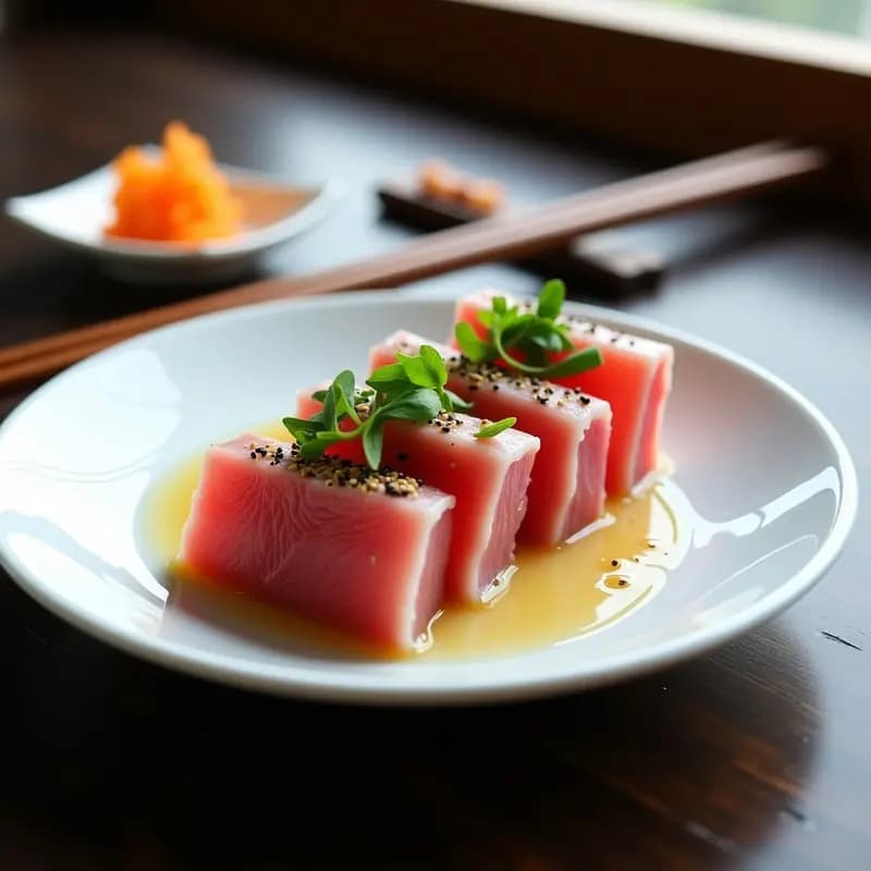 Sashimi de Atún con Marinada de Yuzu y Jengibre: Receta Japonesa Gourmet en 15 Minutos