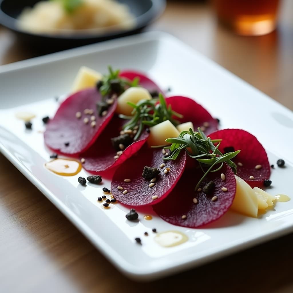 Sashimi de Remolacha y Jengibre con Vinagreta de Sésamo: Receta Vegana Cruda y Nutritiva