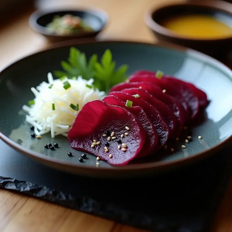 Sashimi de Remolacha y Rábano con Salsa Ponzu: Entrante Japonés 100% Vegetal