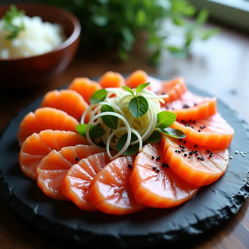 Sashimi de Salmón con Aceite de Sésamo y Rábanos Daikon: Receta Japonesa Alta en Omega-3 en 15 Minutos