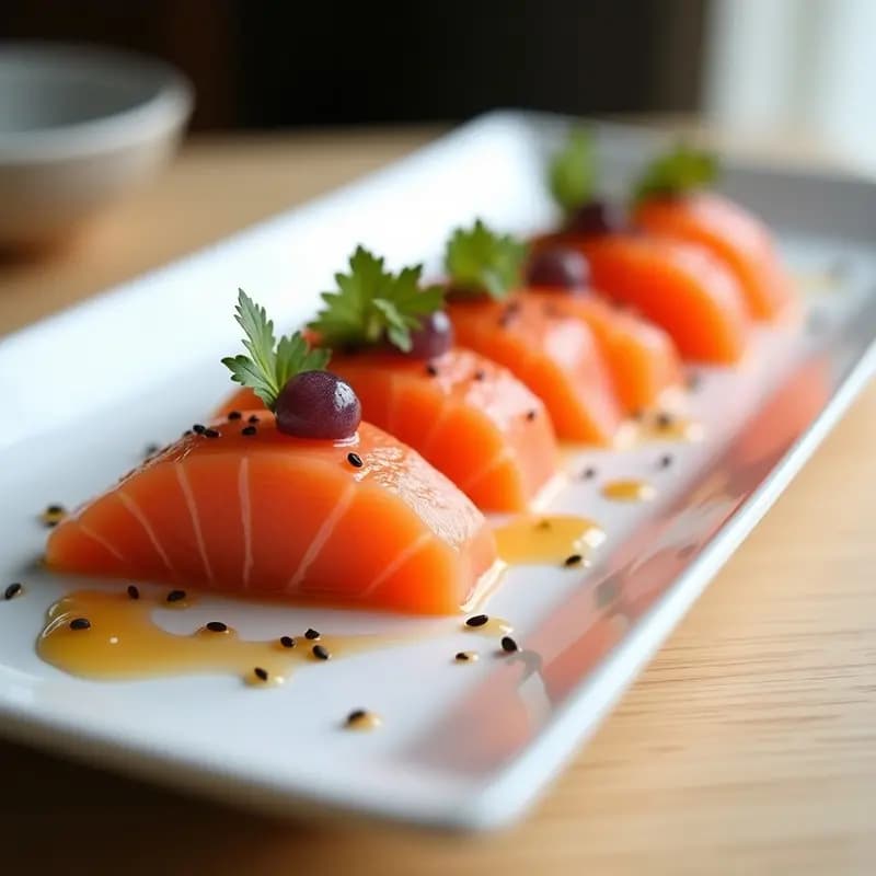 Sashimi de Salmón con Aderezo de Cítricos y Sésamo: Receta Japonesa Baja en Calorías en 15 Minutos