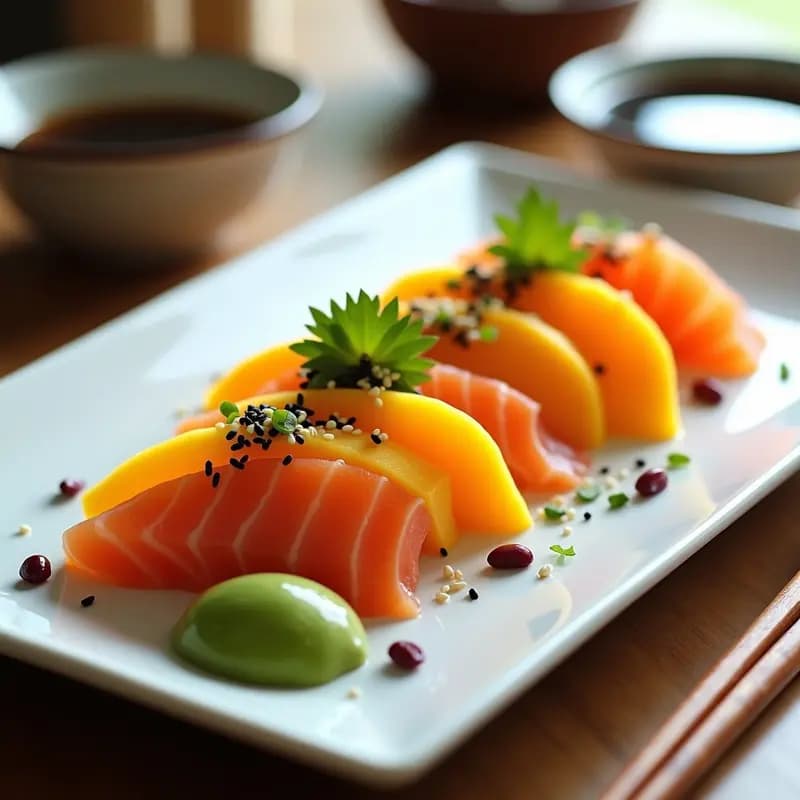 Sashimi de Salmón con Mango y Aguacate: Entrante Japonés Fresco y Alto en Omega-3