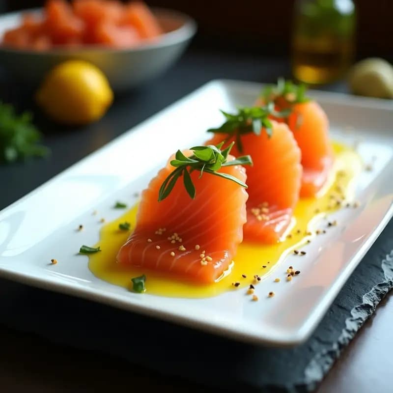 Sashimi de Salmón con Maracuyá y Aceite de Oliva: Entrante Japonés-Peruano Fresco y Sin Cocción