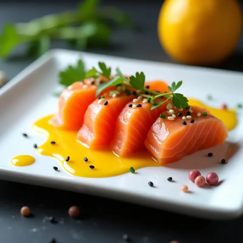Sashimi de Salmón con Salsa de Maracuyá: Entrante Japonés Picante y Sin Gluten